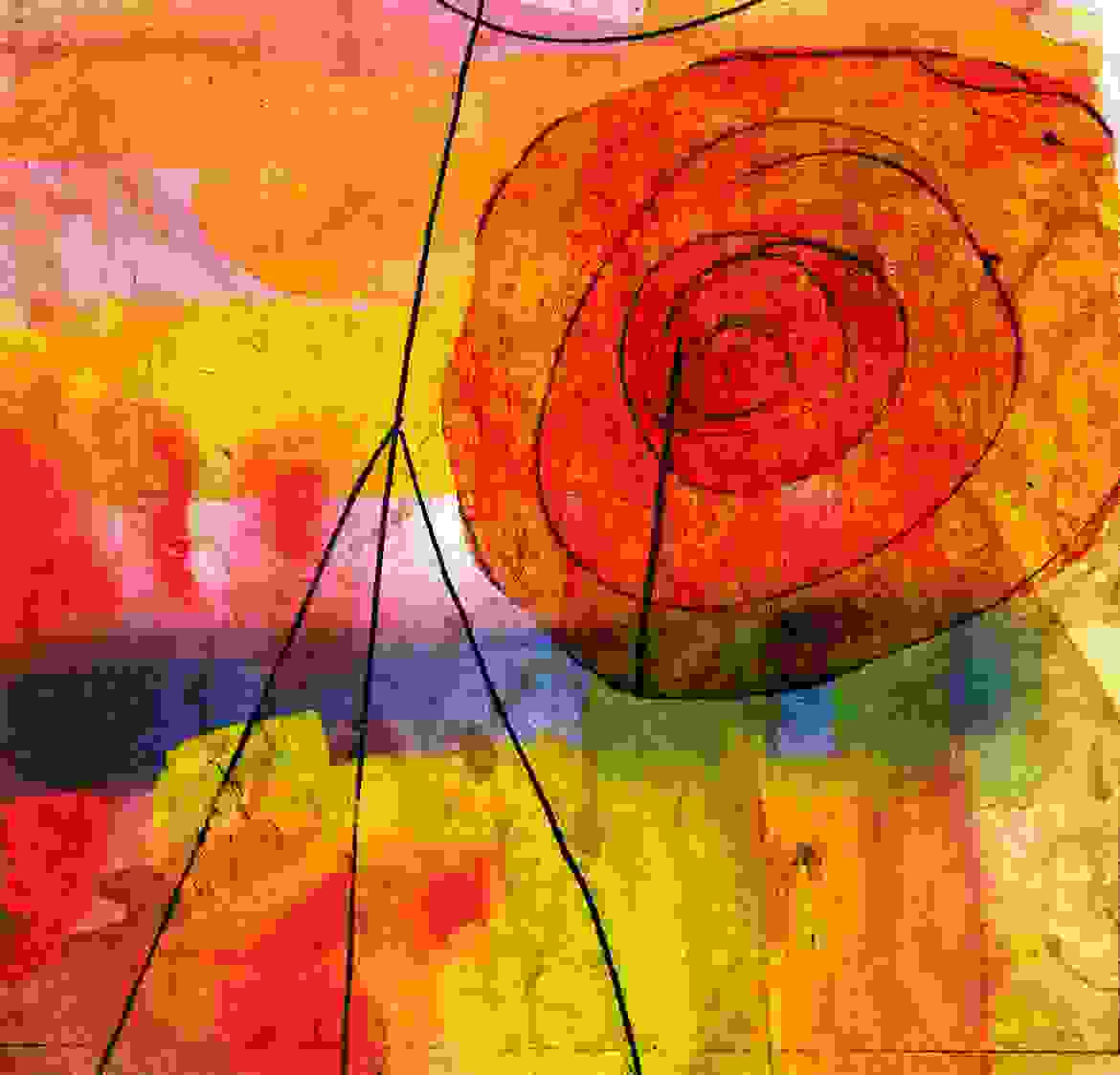 Abstract painting in red color