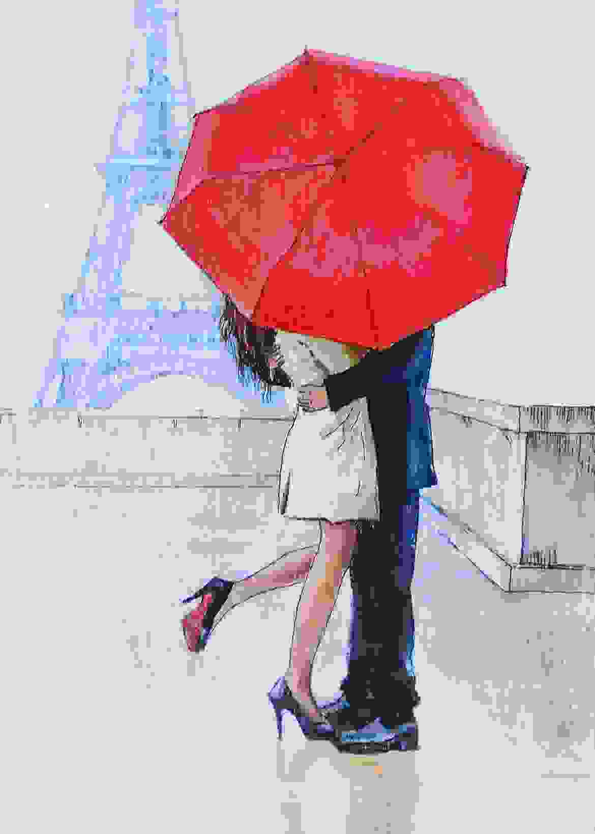 The young lovers meeting on the road