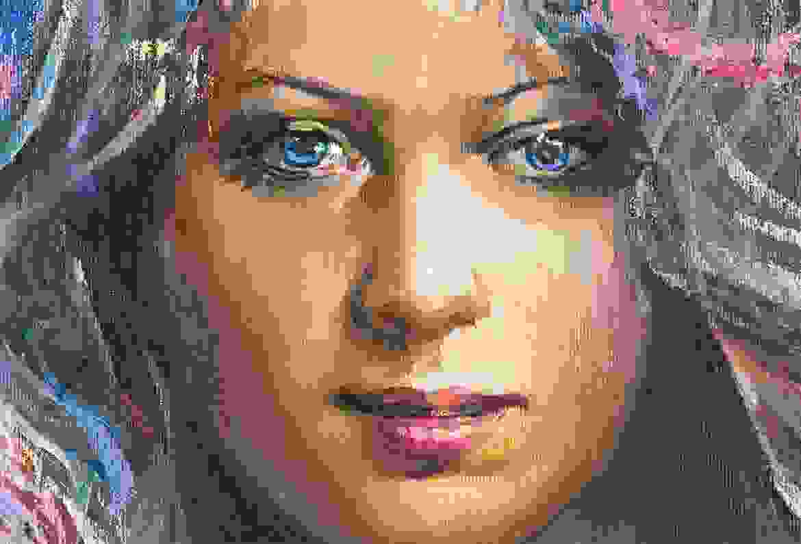Lonely lady by an artist